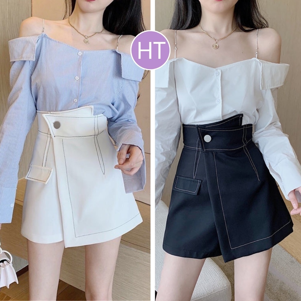 Quần giả váy ❤️ chân váy chữ A nữ cạp chéo viền chỉ nổi trẻ trung HT1 | BigBuy360 - bigbuy360.vn
