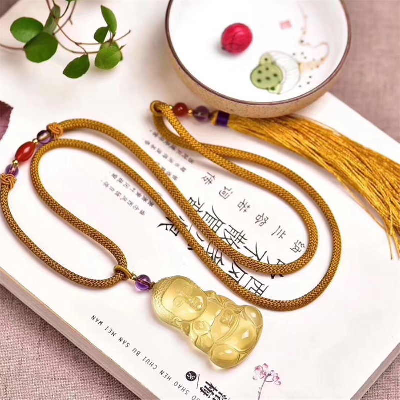 Mặt Dây Chuyền Đá Topaz Tự Nhiên Hình Phật