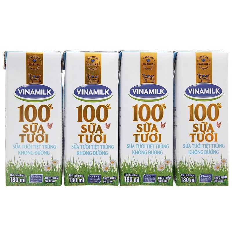 Lốc 4 Hộp 180ml Sữa Tươi Tiệt Trùng Vinamilk 100%