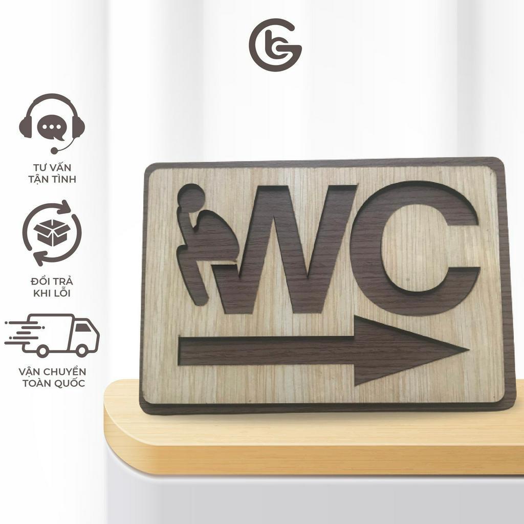 Bảng gỗ WC/ TOILET dán cửa nhà vệ sinh cao cấp có sẵn keo