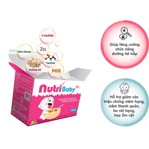 Cốm Vi Sinh NutriBaby Plus- Tăng cường chức năng hô hấp, giúp bé giảm ho, đau rát họng