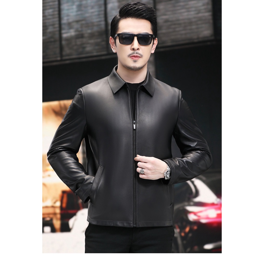 Áo khoác da nam dày chất da mềm cao cấp, form trẻ trung