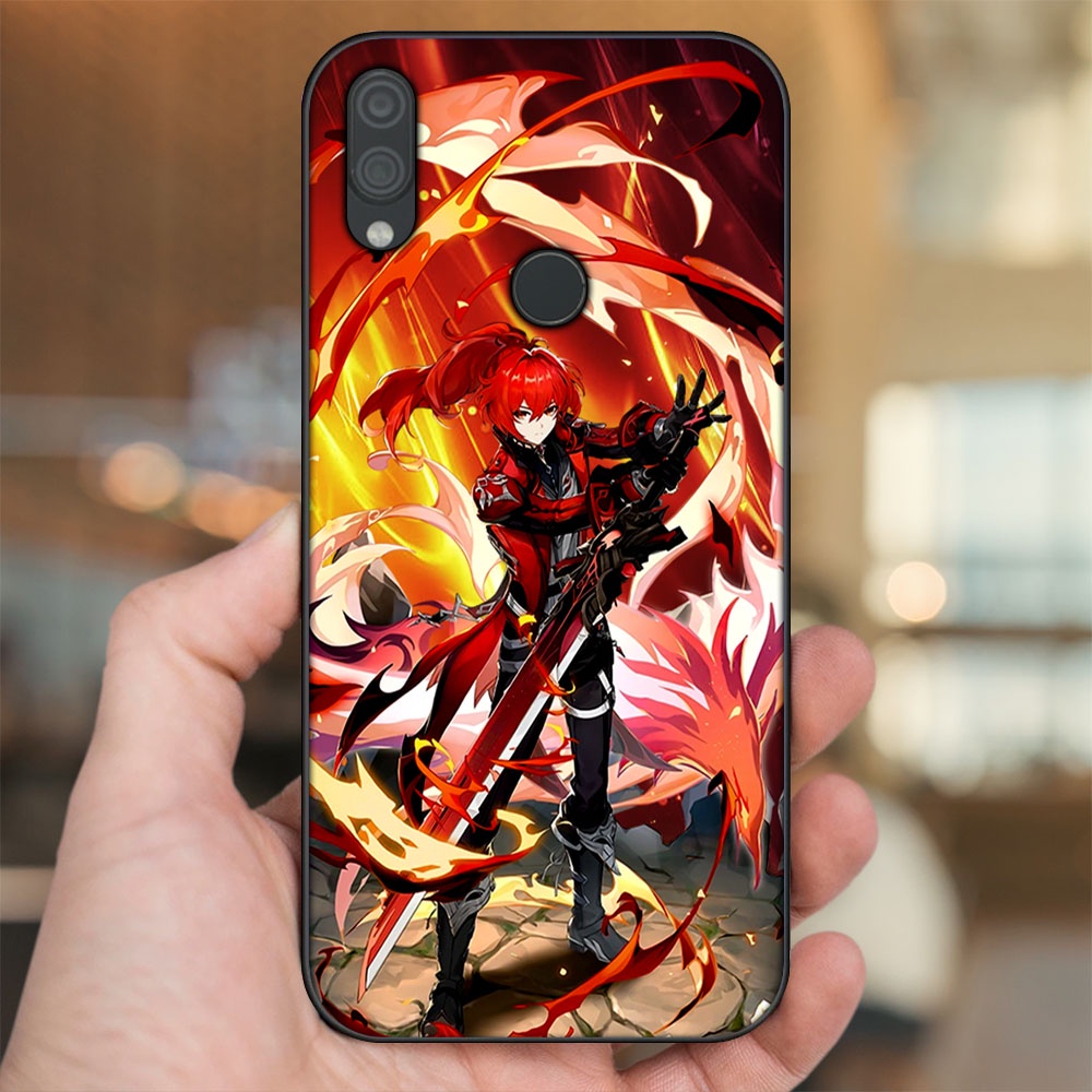 Ốp lưng Xiaomi Redmi Note 7, Note 7 Pro viền đen in hình Diluc Genshin Impact