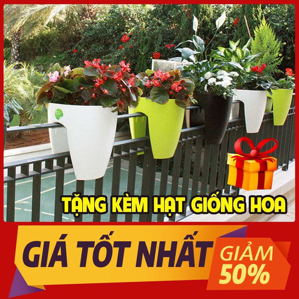 Chậu Ban Công , Chậu Hoa Ban Công Lan Can Trồng Hoa Trồng Rau , Chậu nhựa cao cấp kẹp lan can ban công
