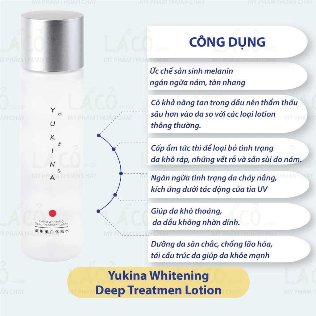 Lotion nám tàn nhang làm mờ thâm yukina kem nám nhật bản dứt điểm nám trắng sáng mịn mướt 100ml LÁ CỎ MỸ PHẨM THUẦN CHAY