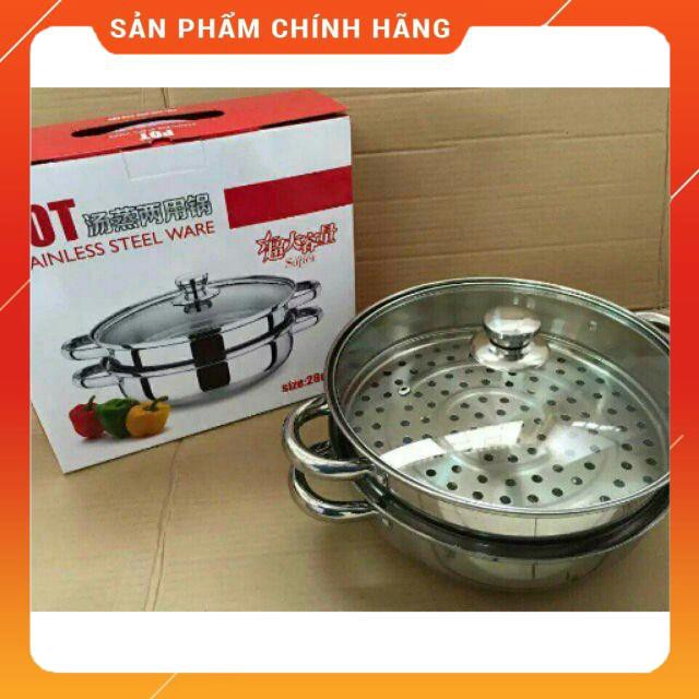 [HÀNG SIÊU TỐT] Nồi hấp inox 2 tầng 28cm