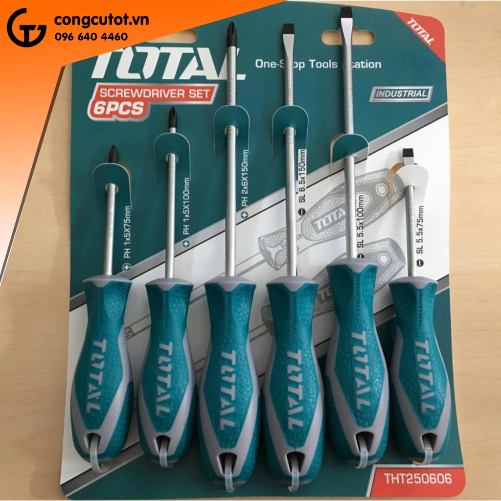 Bộ tuốc nơ vít (tô vít) 6 chi tiết Total THT250606