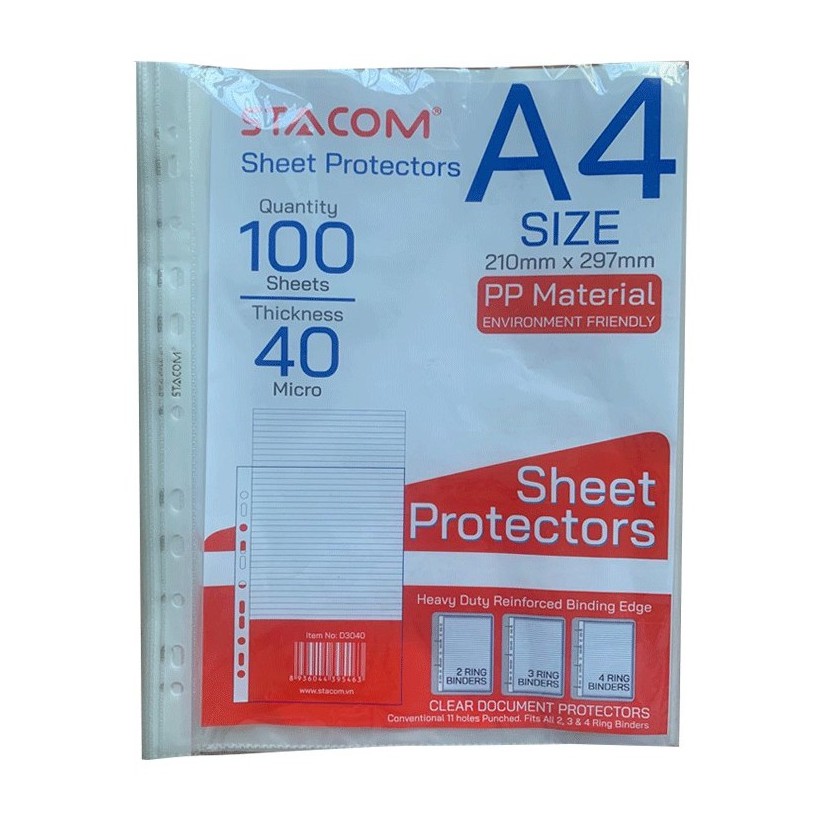 Bìa lá 11 lỗ 35/40/50/70/90 micro STACOM