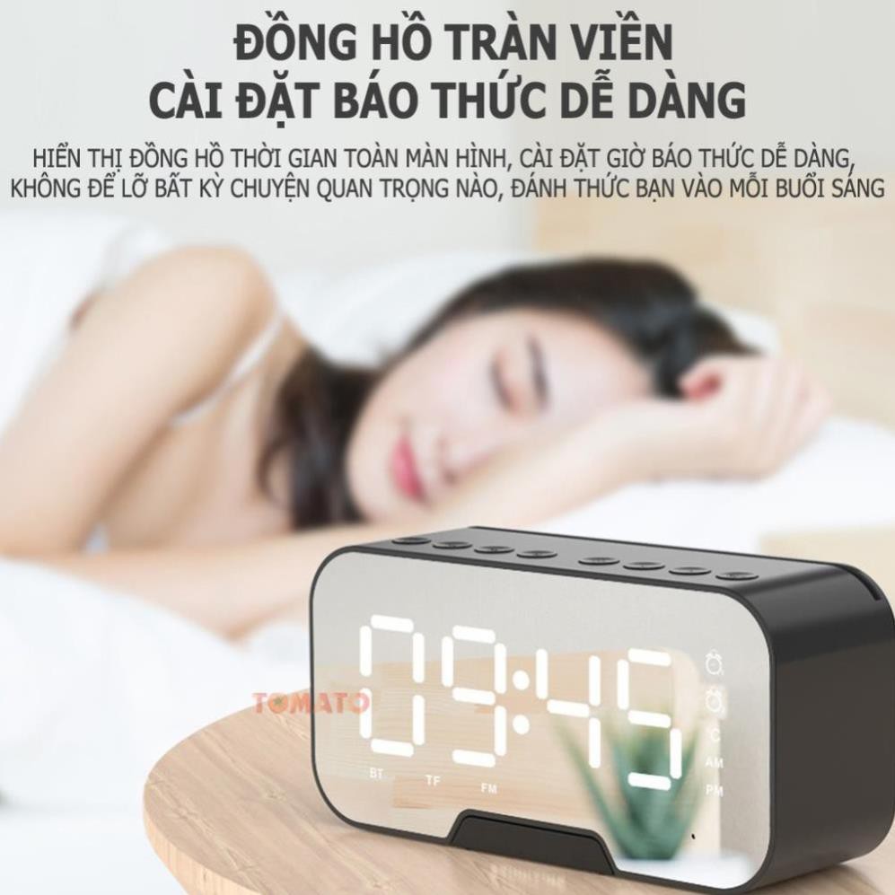 Loa Bluetooth Kiêm Đồng Hồ G10 Mặt Gương Hiển Thị Đèn Led - Đài FM - Đồng Hồ Báo Thức - Phụ Kiện Tomato [HÀNG CAO CẤP]