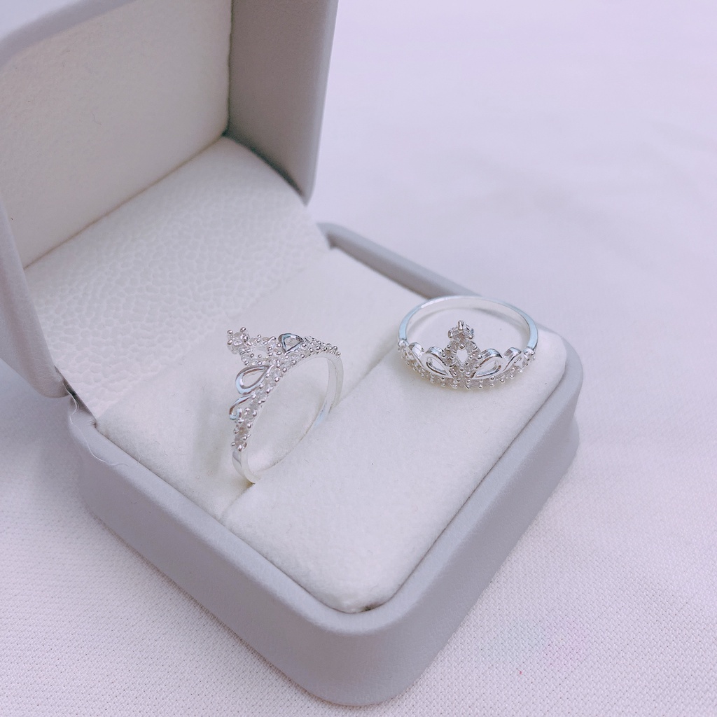 Nhẫn nữ bạc ta vương miện đính đá nhỏ xinh xắn - Kho sỉ bạc Nhất Linh