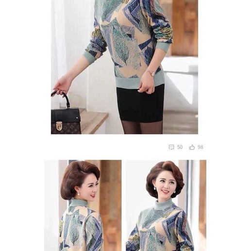 Áo thun tay dài lót nhung dày dặn giữ ấm mùa đông cho phụ nữ trung niên