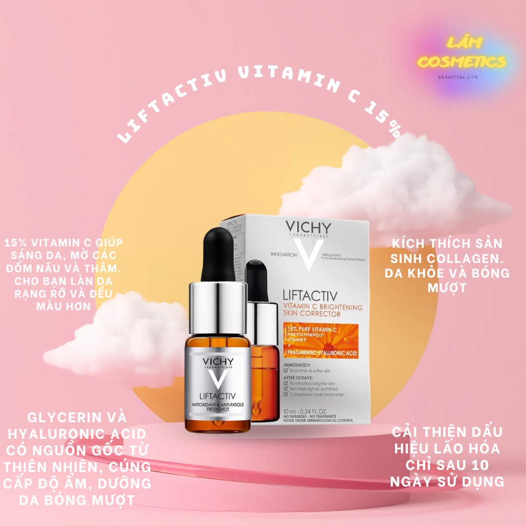 Dưỡng Chất Giúp Làm Sáng Và Cải Thiện Nếp Nhăn Vichy LiftActiv Vitamin C 15% Brightening Skin Corector 10ML