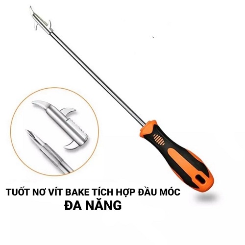 Tua Vít 2 Trong 1 Đầu Vít Ren Tháo Rời Thay Đổi Công Dụng Gồm Đầu Móc Khe Bánh Xe Và Đầu Bake Dài 304MM