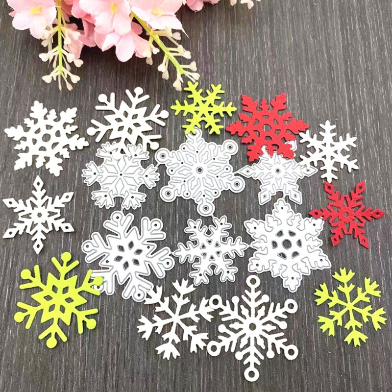 QQ Khuôn Cắt Giấy Kim Loại Họa Tiết Bông Tuyết Xinh Xắn Dùng Trang Trí Thiệp Sổ Tay DIY