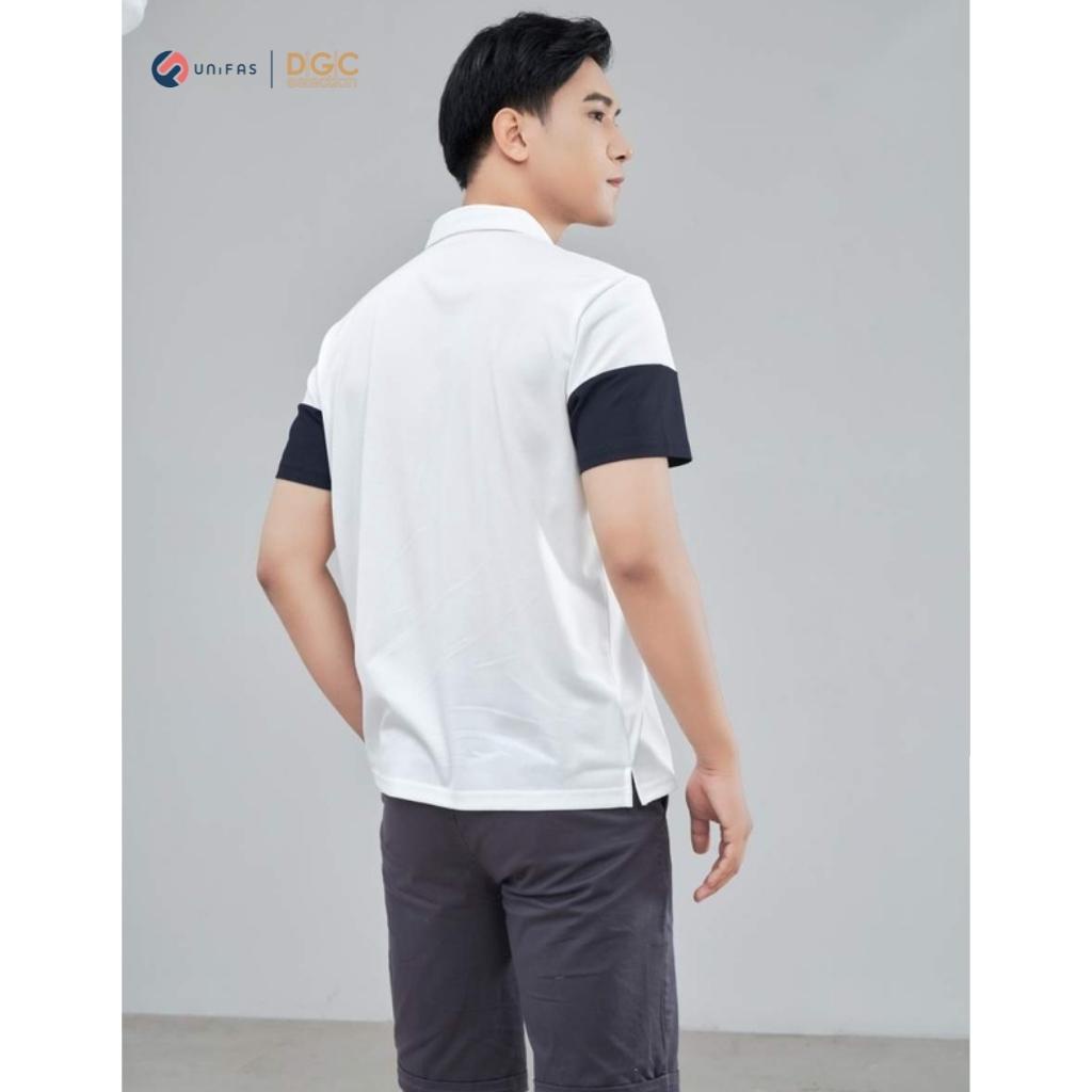 Áo polo nam DGCs dáng Regular Fit ngắn tay phối màu đen trắng trẻ trung, chất vải Polyester thoáng mát SAP2027M