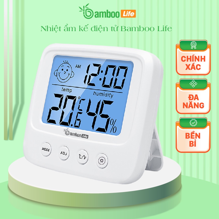 Nhiệt Ẩm Kế Điện Tử Bamboo Life 3 trong 1 Đo Nhiệt Độ Và Độ Ẩm Phòng Ngủ Cho Bé