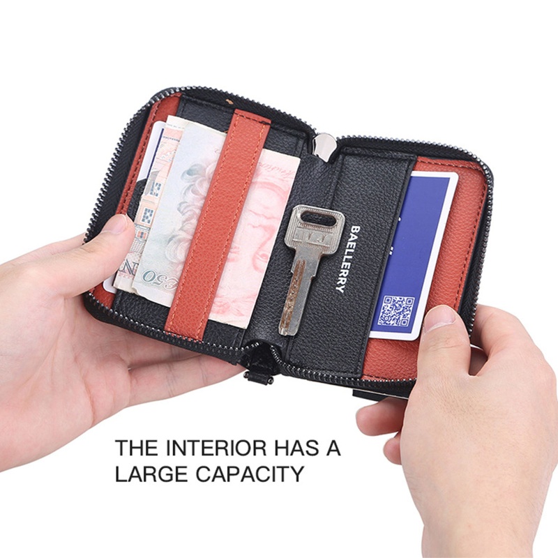 Ví Da PU Dáng Ngắn Có Khóa Kéo Phong Cách Vintage Cho Nam