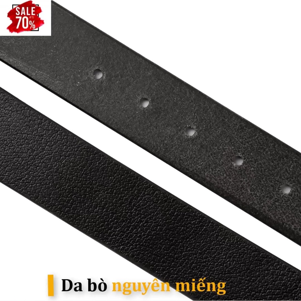 Thắt lưng nam da bò nguyên miếng cam kết da thật 100%, Dây nịt da nam Cao Cấp, Mặt đồng đúc nguyên khối - Doki Store