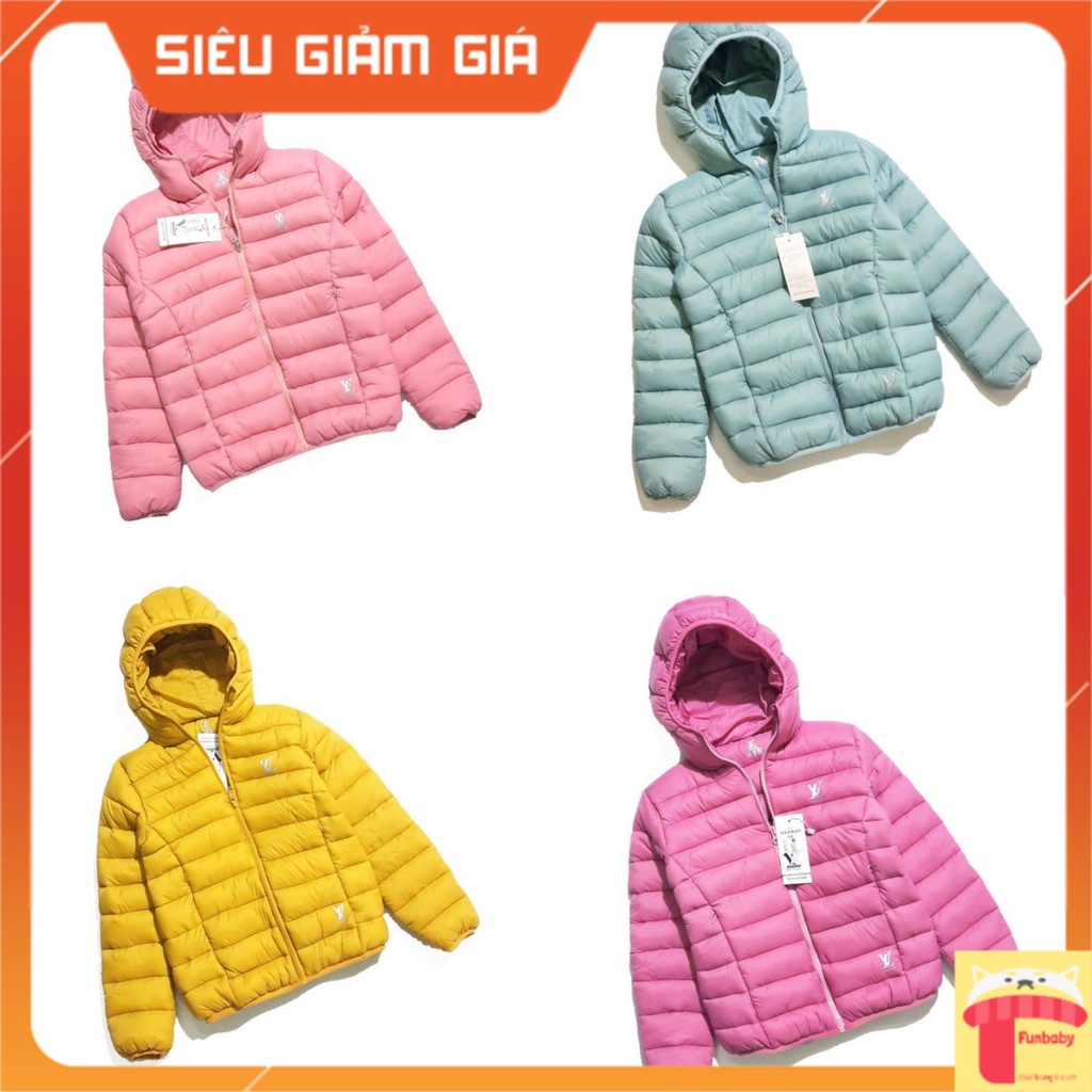 Áo khoác phao bé gái 5-10 tuổi trần 2 mặt, Áo phao siêu nhẹ cho bé hàng cao cấp Việt Nam xuất khẩu