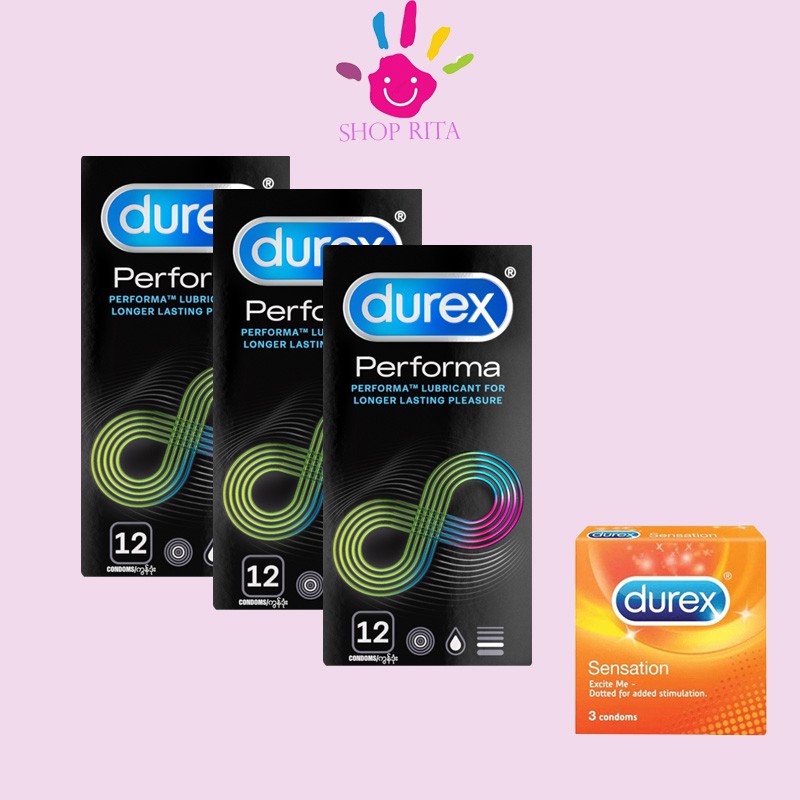 Combo 3 hộp Durex kéo dài thời gian , size nhỏ , siêu mỏng - 36 cai tặng 1 hộp Durex Sensation