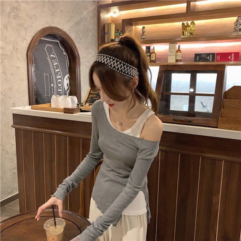 (ORDER) Áo thun tăm xẻ tà vạt chéo ôm body thiết kế giả 2 áo ba lỗ sexy cá tính