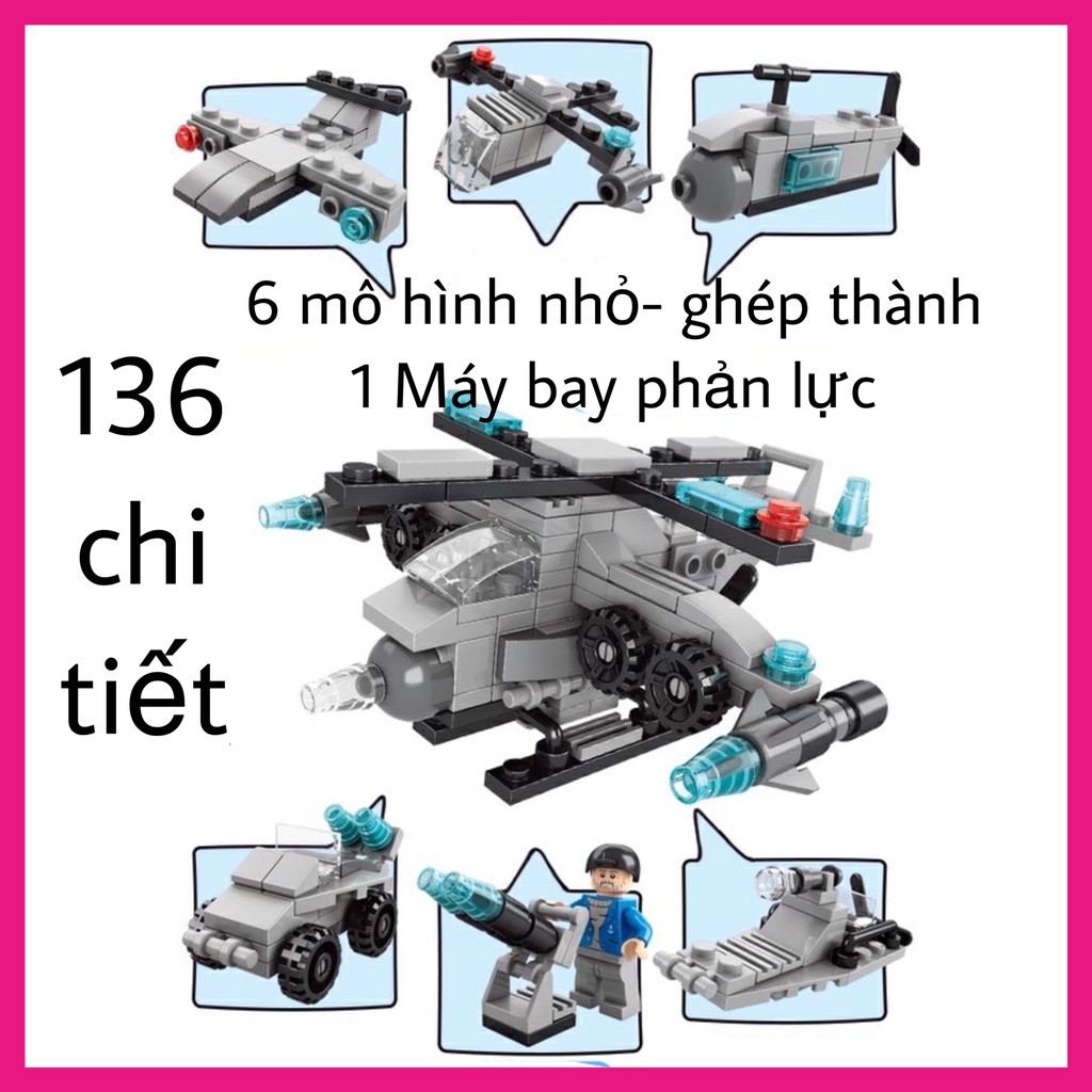 Lego Máy Bay Trực Thăng chiến đấu - 136 chi tiết - Đồ chơi lắp ráp xếp hình cho bé - Tạp hóa Abbie - 6in1