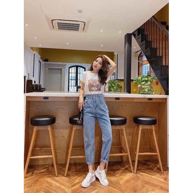 Quần Bò Cạp Cao Tôn Dáng💖FREESHIP💖GIAM 10K- Quần Jean ống suông 2 Khuy Túi Thẳng Loại Đẹp[Hình Chụp Thật] | BigBuy360 - bigbuy360.vn