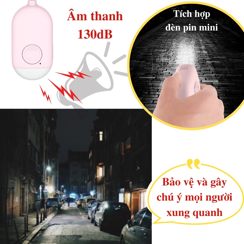 Thiết bị báo động cá nhân phòng thân CTFAST B300 kèm đèn pin mini tích hợp, thiết kế móc khóa nhỏ gọn tiện dụng