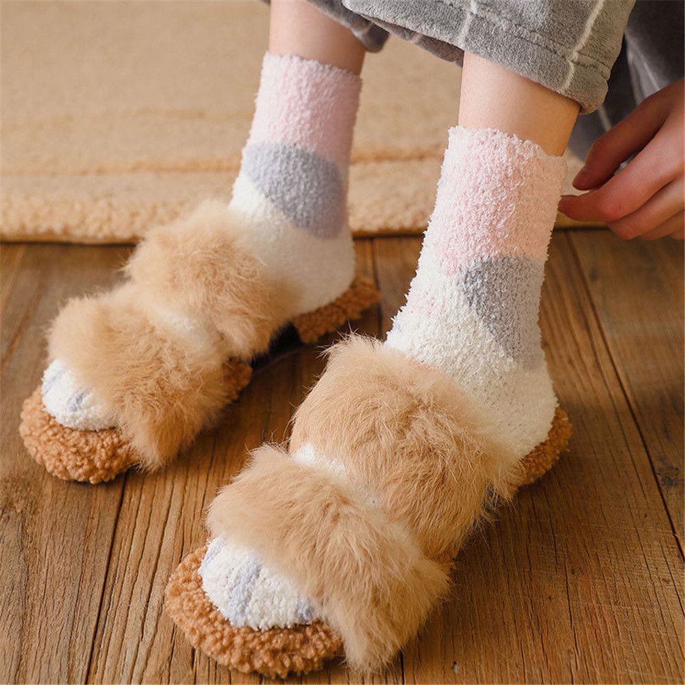 Vớ bằng vải lông nhung dày mềm mại giữ ấm vào mùa đông hình bàn chân mèo dễ thương làm quà tặng giáng sinh