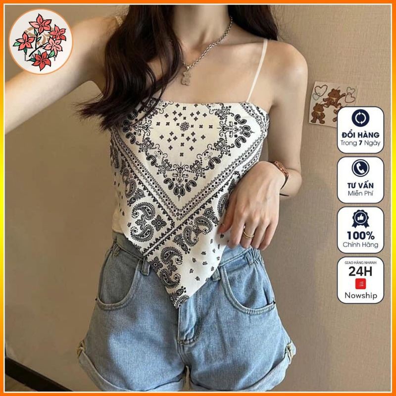 ( Ảnh thật cuối ) Áo 2 Dây Nữ Thổ Cẩm Họa Tiết Hai Màu So Hot | BigBuy360 - bigbuy360.vn