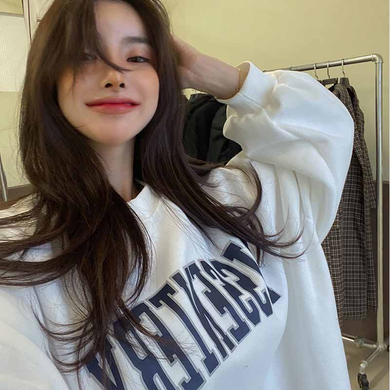 NRVP Áo Hoodie Dáng Rộng Thời Trang Hàn Quốc Đơn Giản Cá Tính Cho Nữ