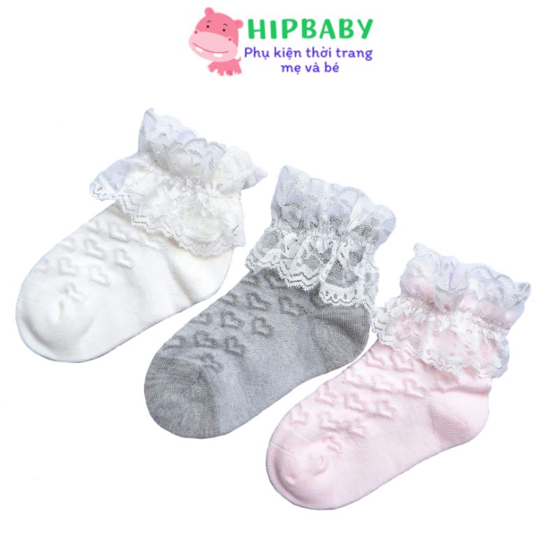 Tất Vớ Công Chúa Cổ Ren Cho Bé Gái 0-7Tuổi HIPBABY Điệu Đà Xuất Nhật Đáng Yêu Hàng Chất Lượng Xinh Xắn Thấm Hút Mồ Hôi