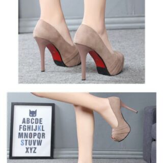Giầy nữ da lộn độn đế 12 phân