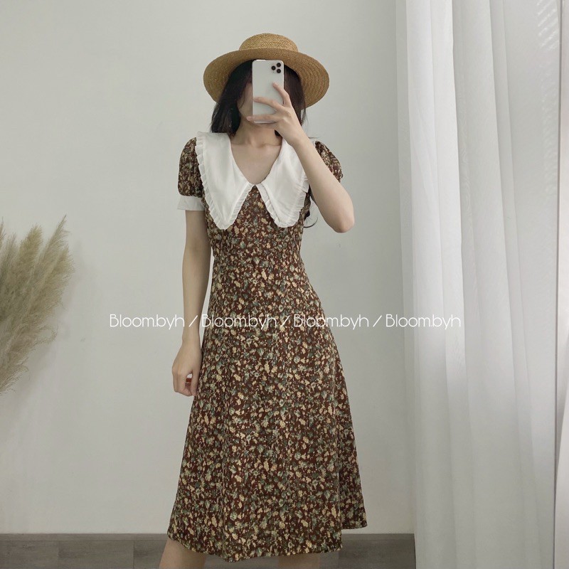 [ẢNH SHOP CHỤP] Váy hoa vintage cổ trắng