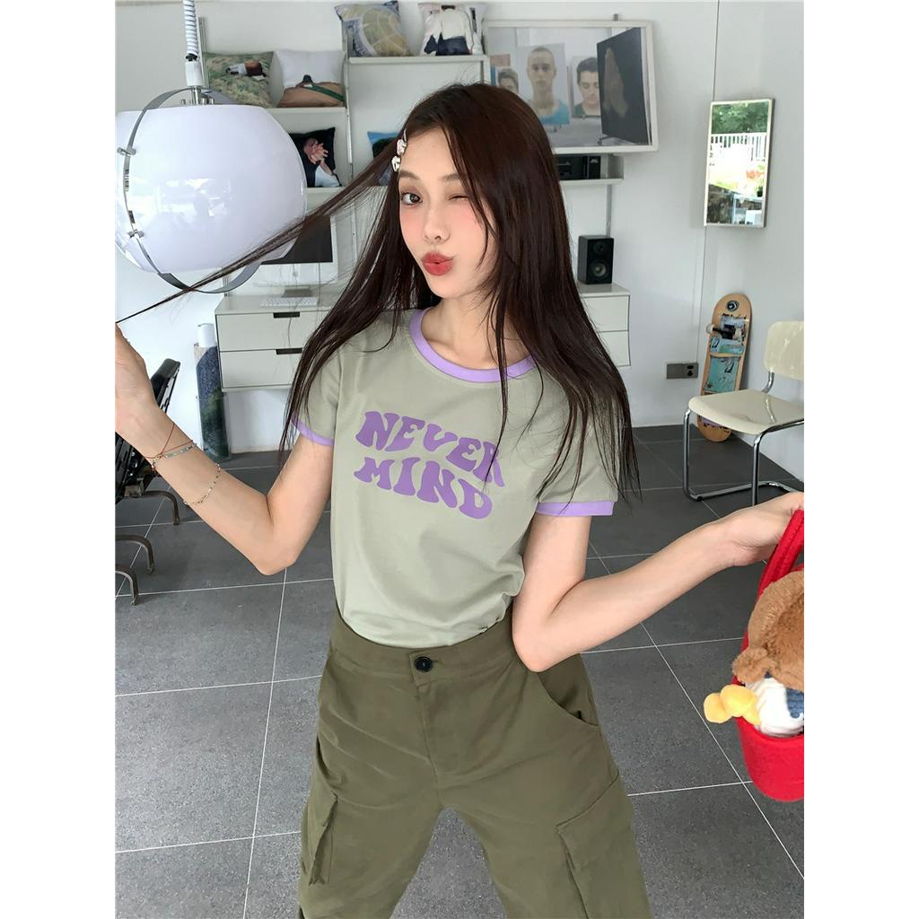 Áo Thun Cộc Tay Cổ Tròn In Chữ Mùa Hè 61659