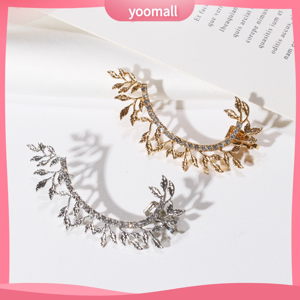 1 Khuyên Kẹp Vành Tai Hình Chiếc Lá Đính Đá Thời Trang Cho Nữ