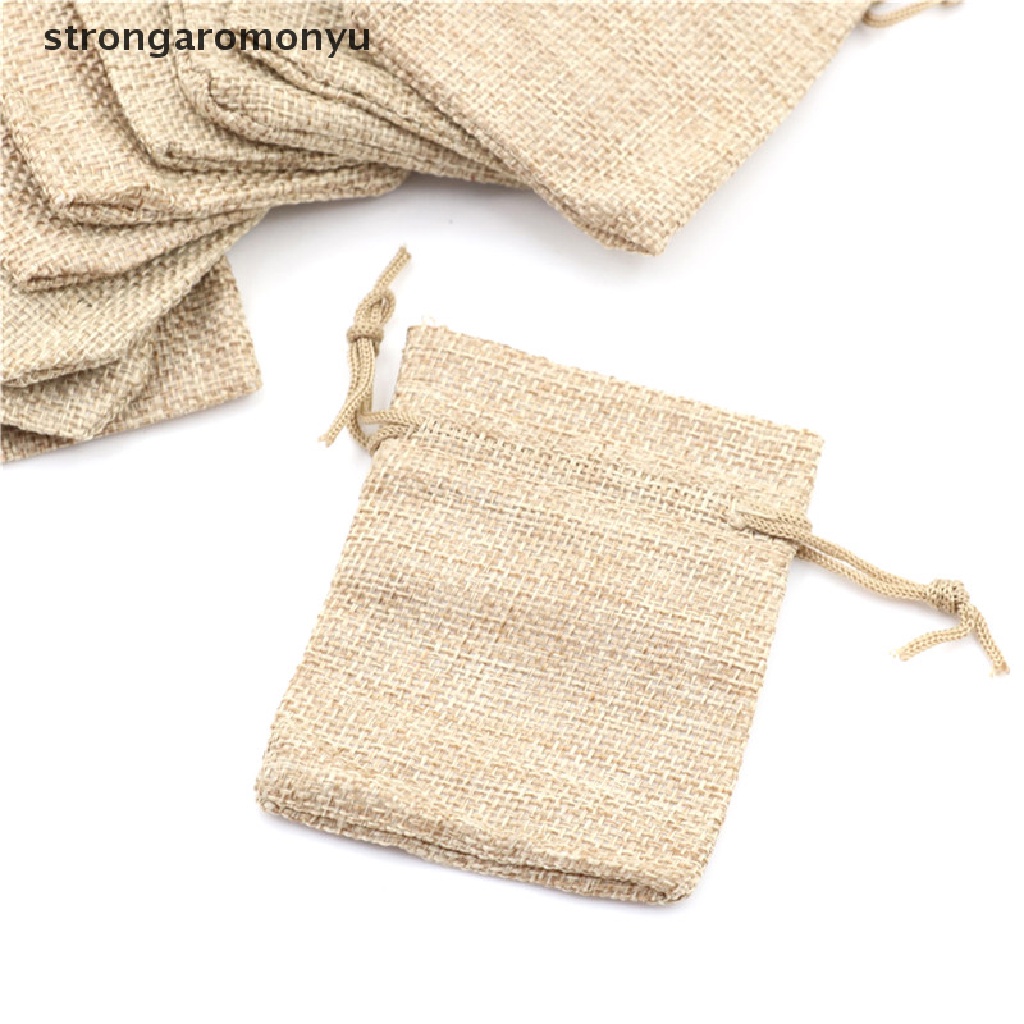 Set 10 túi dây rút bằng vải bố cỡ nhỏ dùng để đựng quà cưới