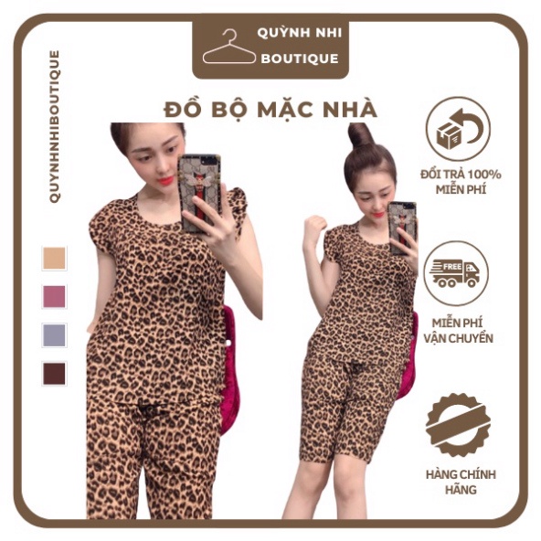 Bộ đồ lanh mặc nhà họa tiết da beo 40-75kg - TL15