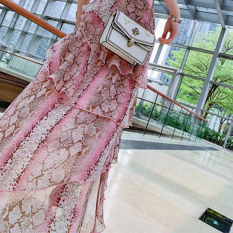 ♈Fairy suit female summer fashion 2021 new high-waist lace-up temperament small fresh women s half-length skirt Korean version