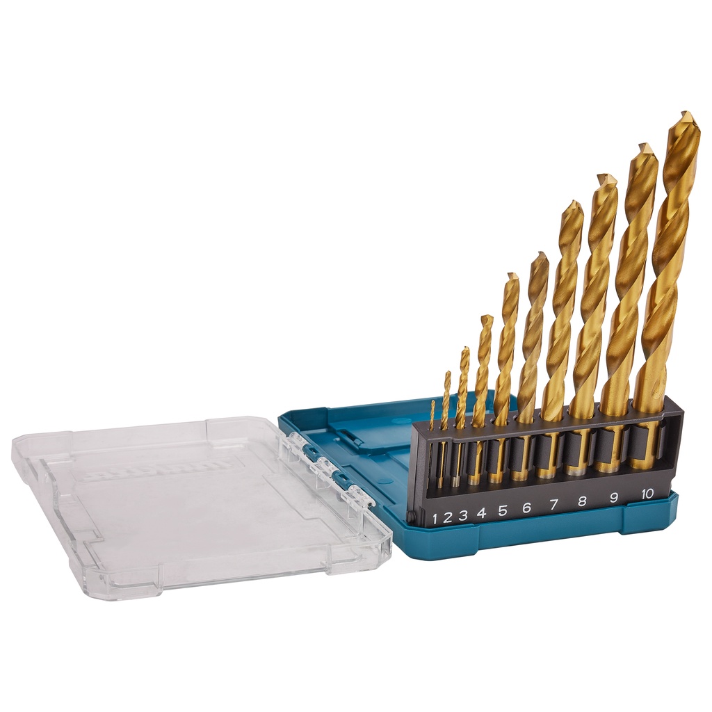 Bộ mũi khoan kim loại sắt 1 - 10mm Hss-Tin Makita D-72849 (10 mũi /bộ)
