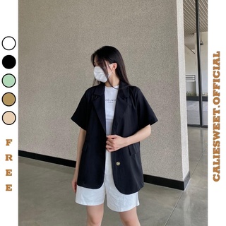 Áo blazer nữ tay ngắn Caliesweet áo khoác blazer nữ có độn vai