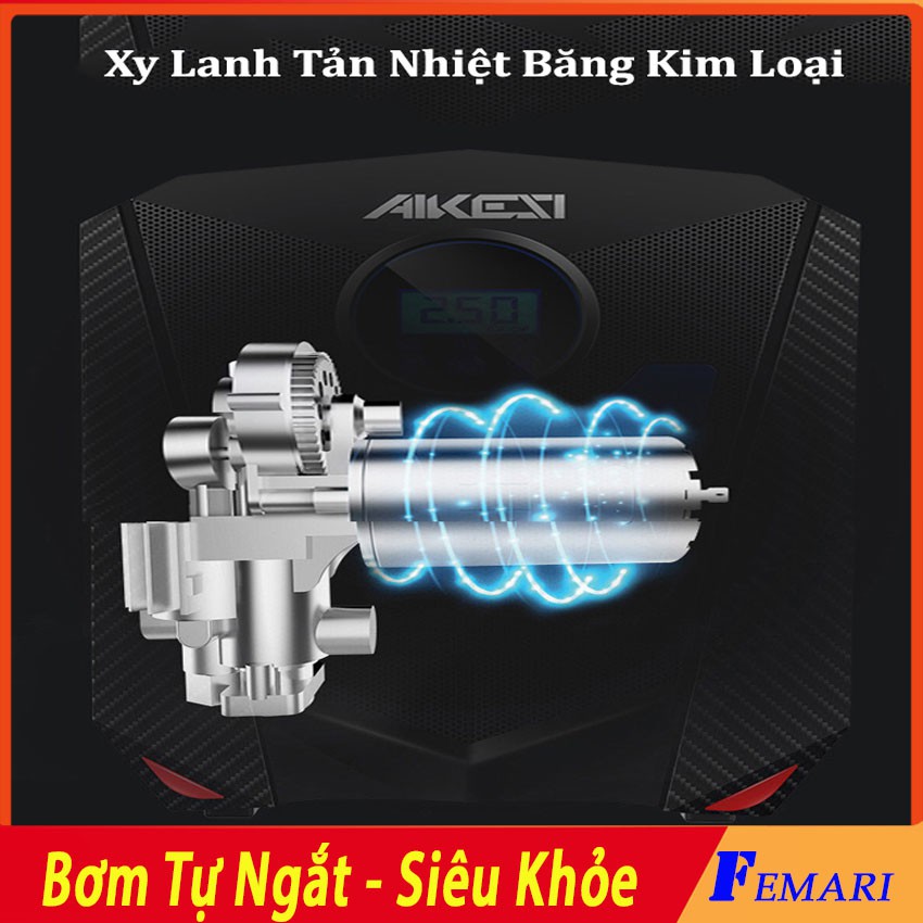 [ BH 1 ĐỔI 1 ] Máy bơm lốp ô tô, xe hơi AIKESI - Máy bơm lốp tự ngắt 12V cho xe hơi Hàng Chính Hãng AIKESI