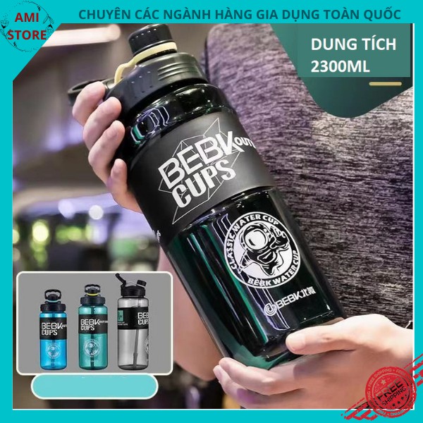 Bình nước thể thao cao cấp BEBK 2300ML dung tích lớn đựng nước tập gym/ đi làm/dã ngoại