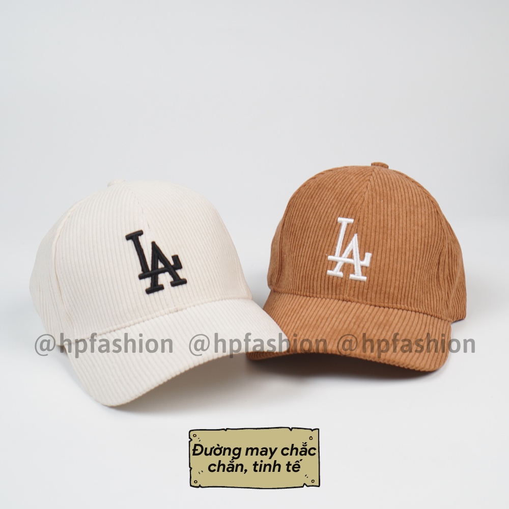 Mũ lưỡi trai ❤️ Nón kết thêu hình chữ LA chất nhung tăm cao cấp form unisex nam nữ N81 - Happy Style
