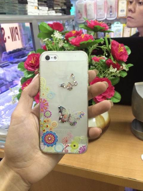 Ốp ip5/5s Hình Hoa  Bướm Đính đá