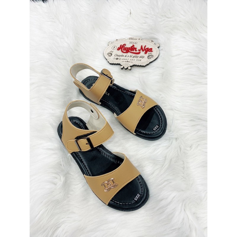 dép quai hậu sandal nữ màu vàng đế đen