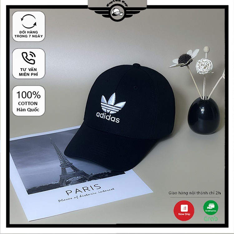 Mũ lưỡi trai Adidas đen logo thêu trắng cá tính dành cho cả nam và nữ full hộp để làm quà tặng