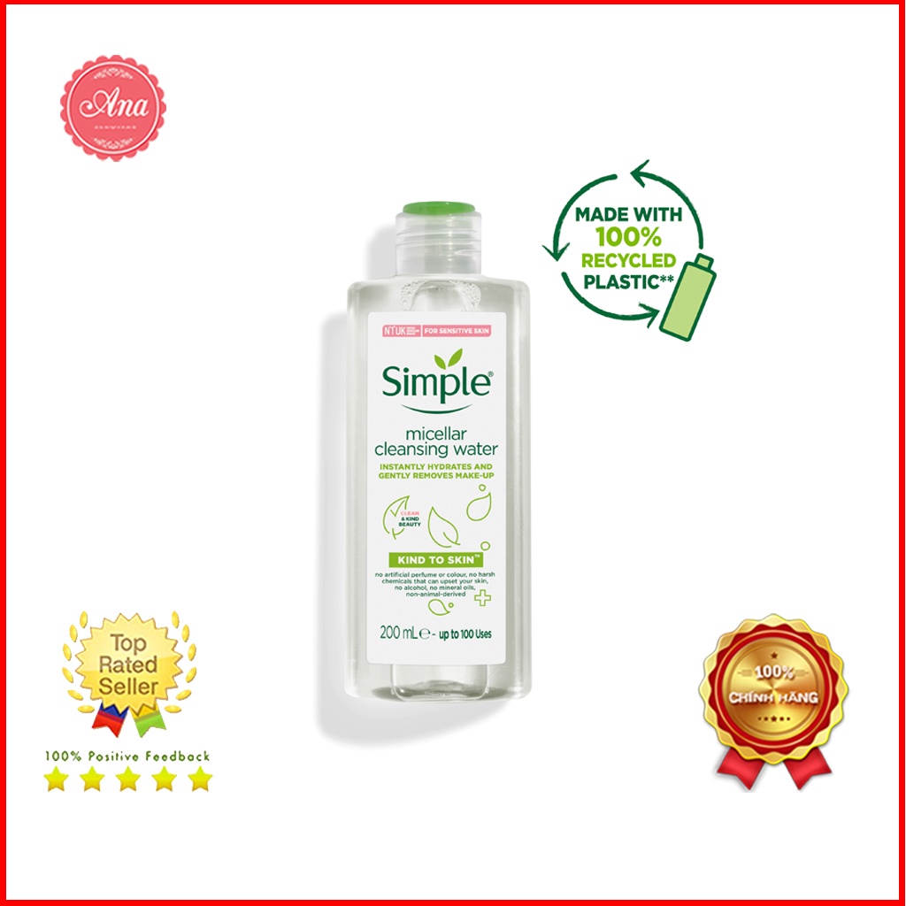 Nước Tẩy Trang Dịu Nhẹ Simple Micellar Cleansing Water 200ml