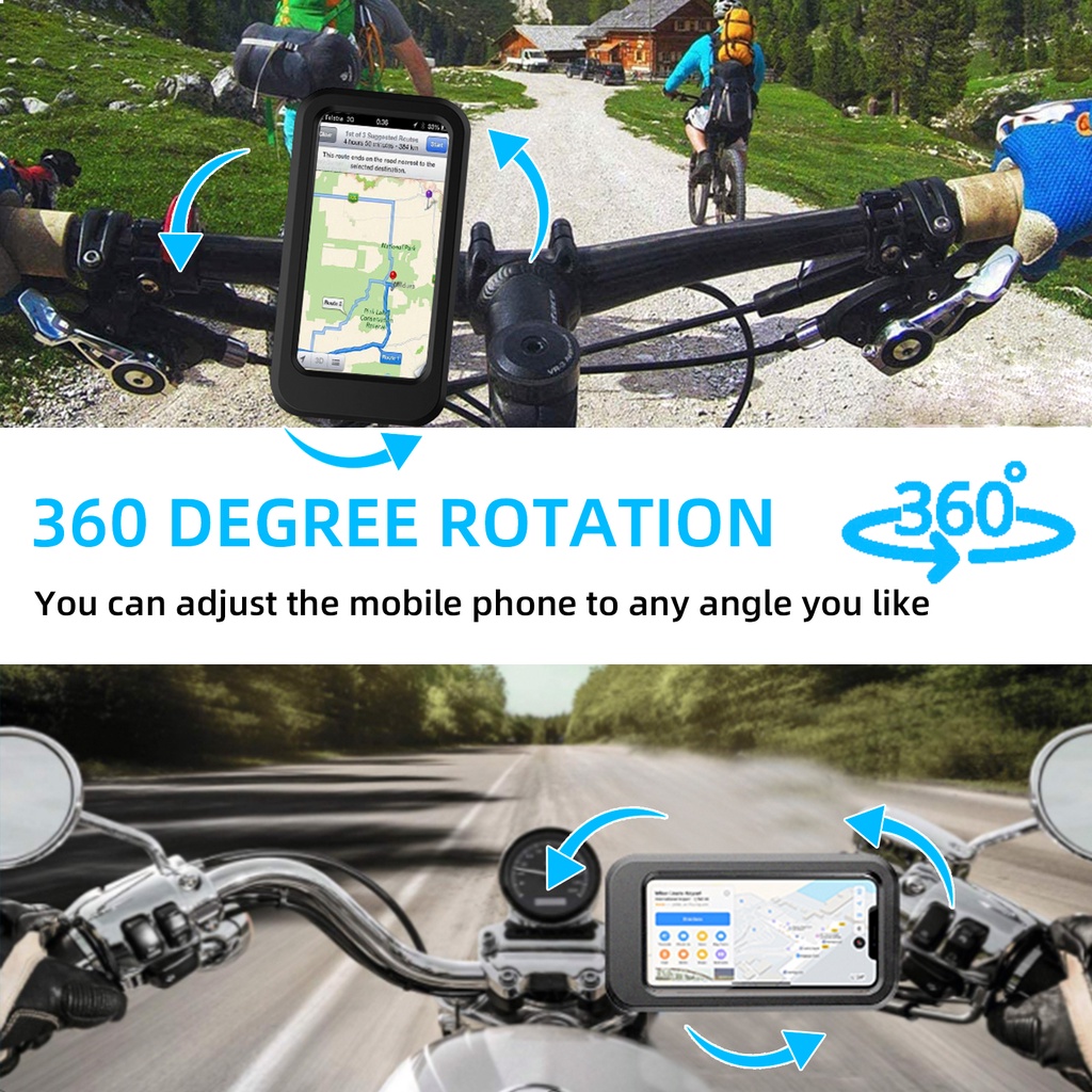 Giá đỡ điện thoại ROCKBROS gắn xe máy xe đạp điều chỉnh được xoay được chống thấm nước