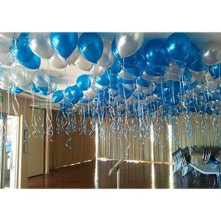 50 bong bóng xanh dương + trắng - Trang trí sinh nhật